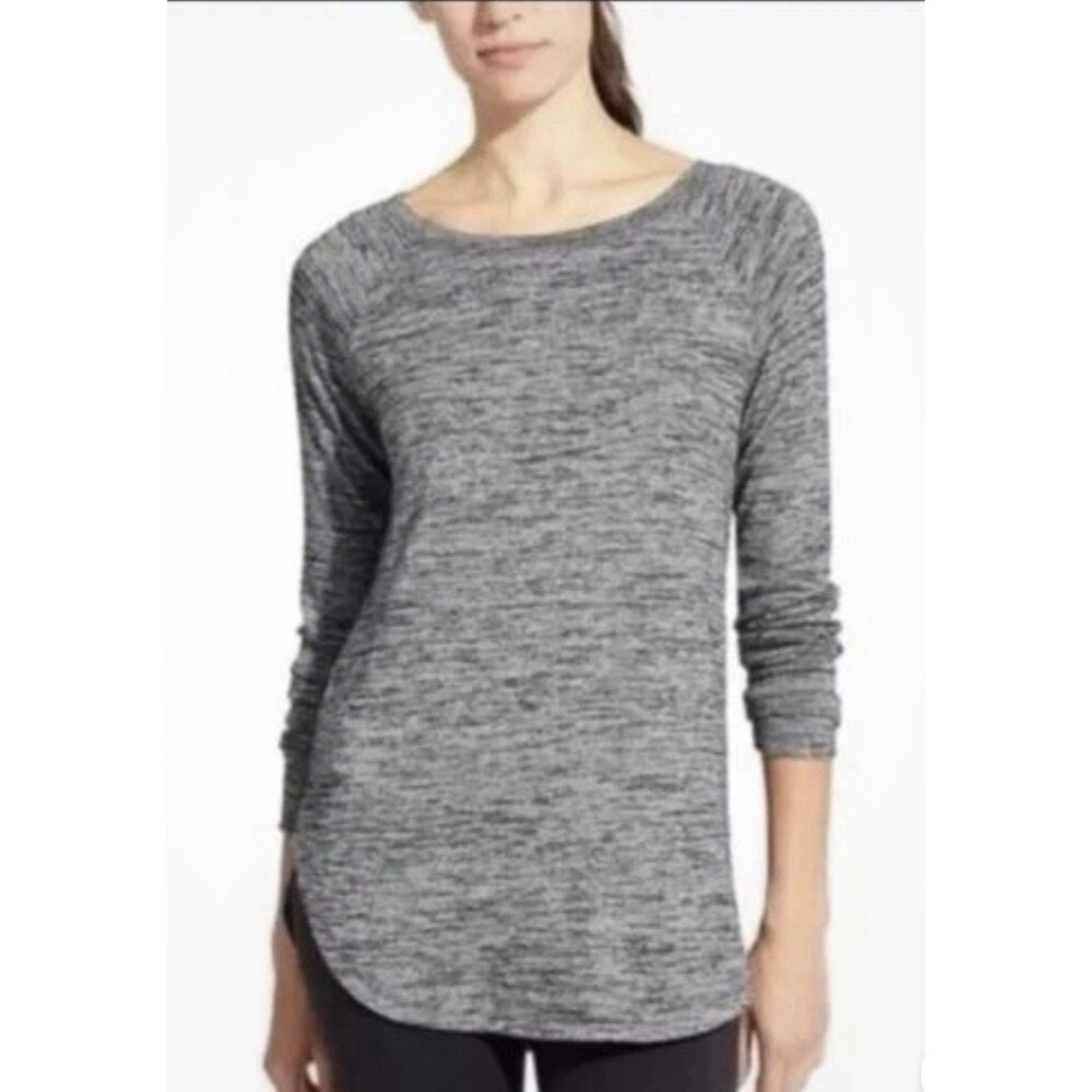 Athleta Pose Top Women’s Marl Grey Long Sleeve Heather Tunic High Low Hem Medium